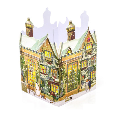 Deluxe Mini Advent Calendar Christmas Card - Nostalgic House Tealight Lantern - Manor House