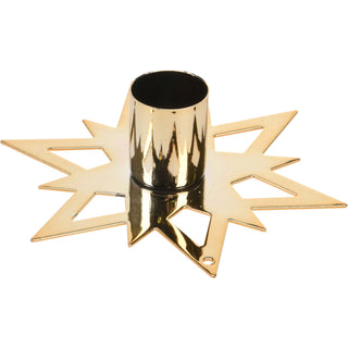 Gold Metal Christmas Candlestick | Festive Snowflake Candle Holder - 11cm