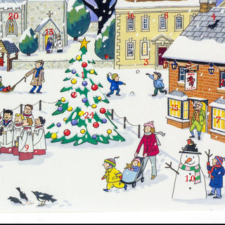 Christmas in the Village - Christmas Advent Calendar Greetings Card & Envelope