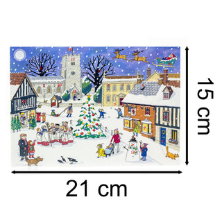 Christmas in the Village - Christmas Advent Calendar Greetings Card & Envelope