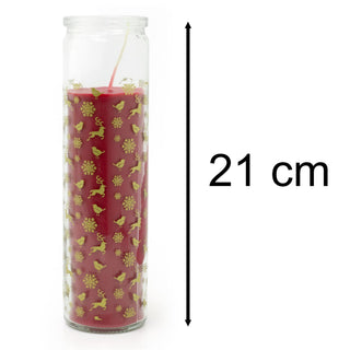 Red Christmas Advent Pillar Candle in Glass Jar | Pillar Christmas Candle 21cm