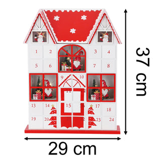 Light-Up Wooden House Advent Calendar | Large LED Calendar with 24 Drawers