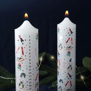 Set of 2 Winter Wonderland Christmas Advent Candles | Christmas Pillar Candles