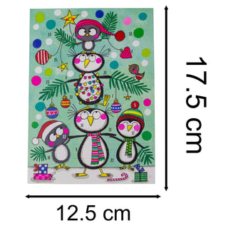 Penguin Christmas Tree - Christmas Advent Calendar Greetings Card & Envelope