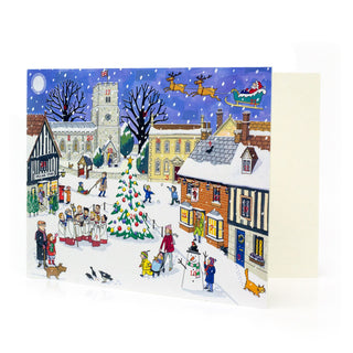 Christmas in the Village - Christmas Advent Calendar Greetings Card & Envelope