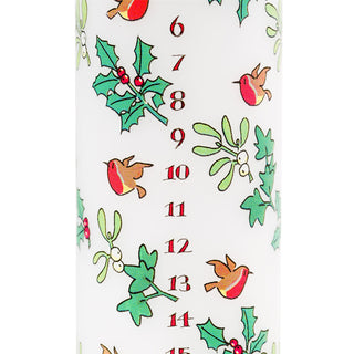 Pack of Traditional Countdown To Christmas Pillar Advent Candles Holly & Ivy