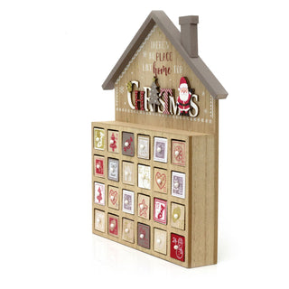 Wooden House Christmas Advent Calendar | Santa Fill Your Own Calendar - 31x35cm