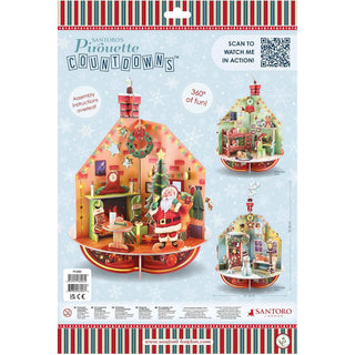 3D Deck the Halls Christmas Advent Calendar Pop-Up Pirouette Countdown Calendar