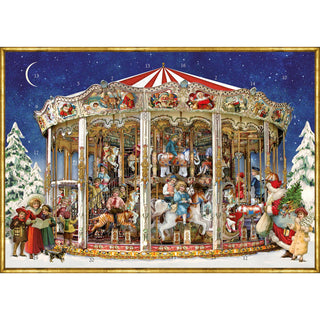 Deluxe Traditional Card Advent Calendar A4 - Victorian Christmas Carousel