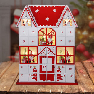 Light-Up Wooden House Advent Calendar | Large LED Calendar with 24 Drawers