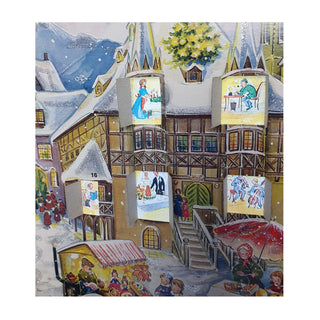 1952 Old Town Scene | Freestanding Traditional Christmas Paper Advent Calendar