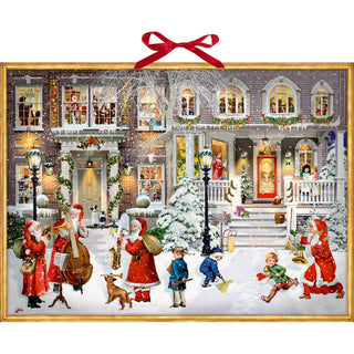 Large Deluxe Traditional Musical Christmas Carol Card Advent Calendar - Music In The Street