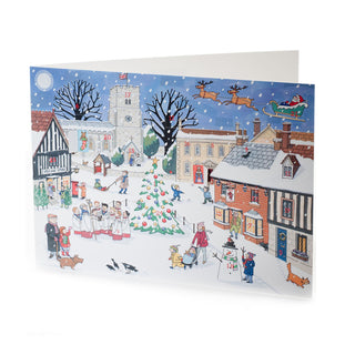 Christmas in the Village - Christmas Advent Calendar Greetings Card & Envelope