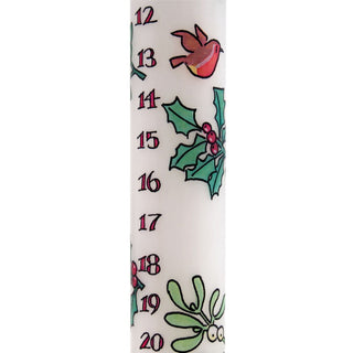 Pack of Traditional Countdown To Christmas Advent Candles Holly & Ivy