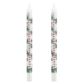 Pack of Traditional Countdown To Christmas Advent Candles Holly & Ivy