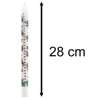 Pack of Traditional Countdown To Christmas Advent Candles Holly & Ivy