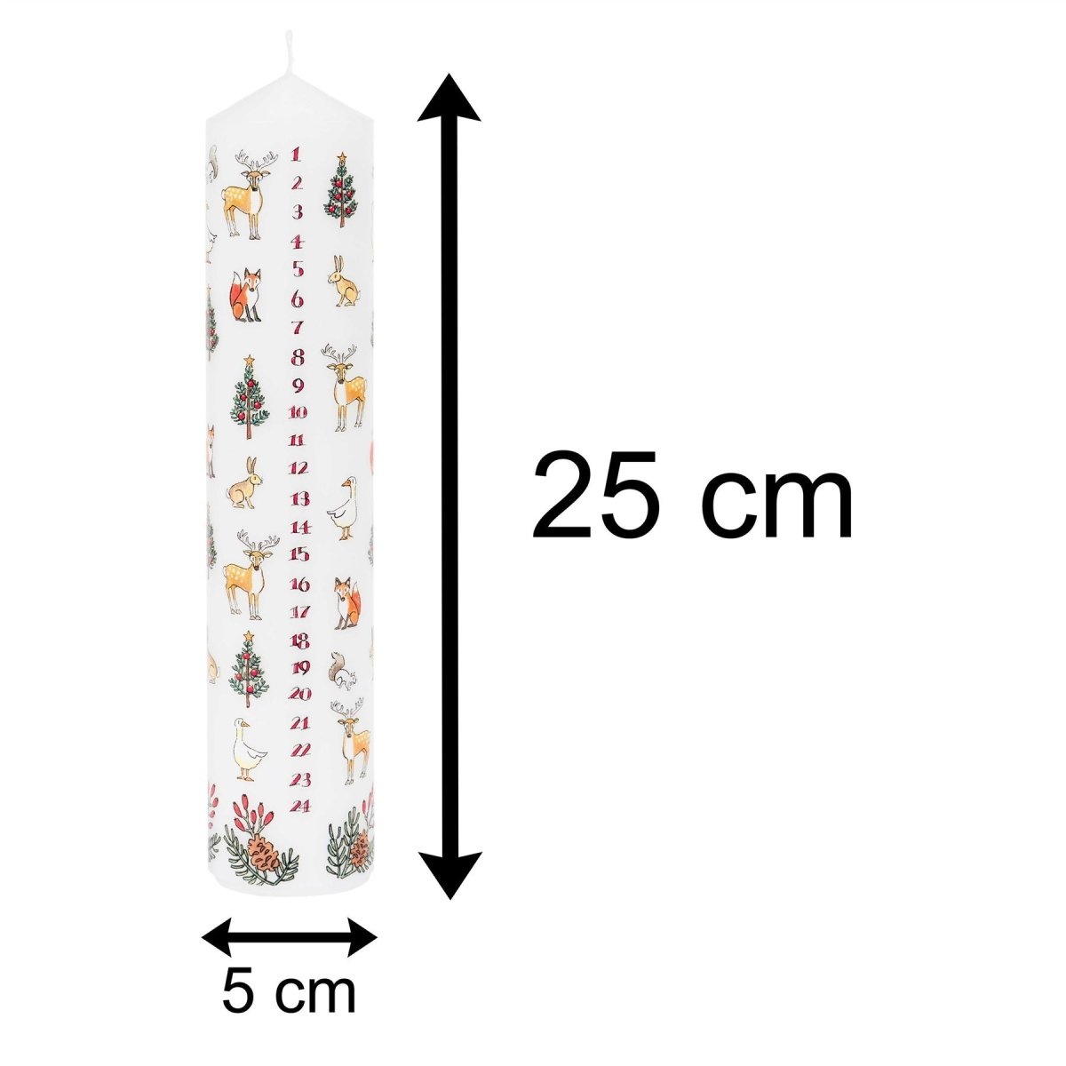 Pack of Traditional Countdown To Christmas Pillar Advent Candles Winter Wildlife